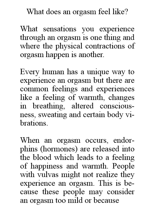 Orgasm question & answers - Edition 1 - b
