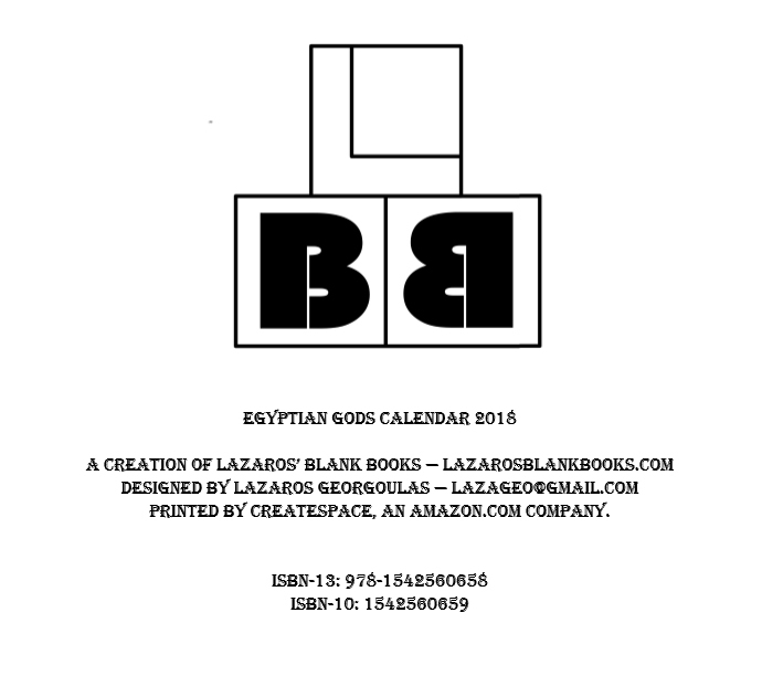 Egyptian Gods Calendar 2018 - By Lazaros' Blank Books