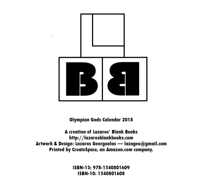Olympian Gods Calendar 2018 - By Lazaros' Blank Books