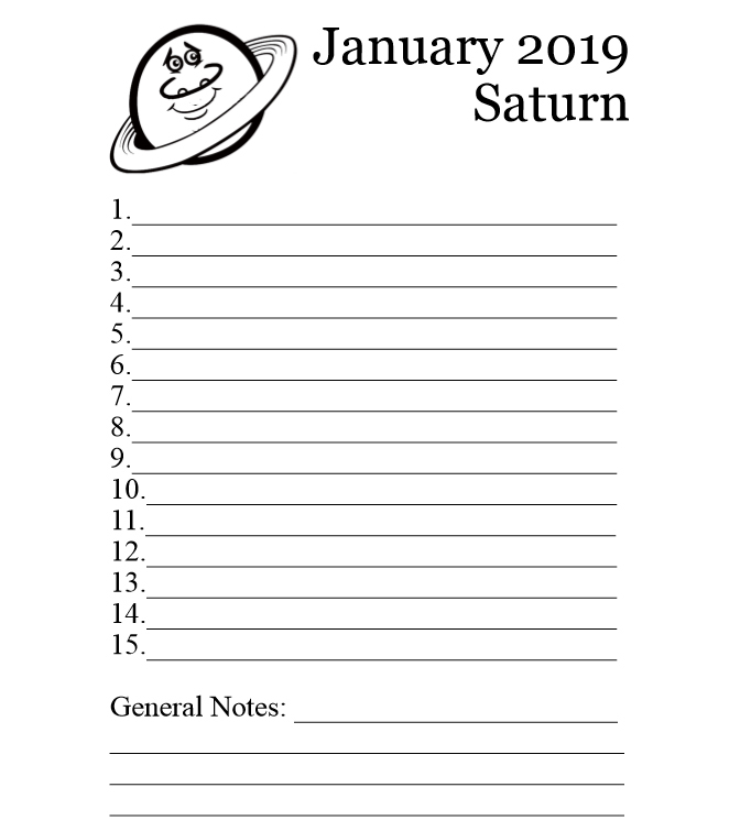 2019 Planets Calendar & Organizer - Book interior 7