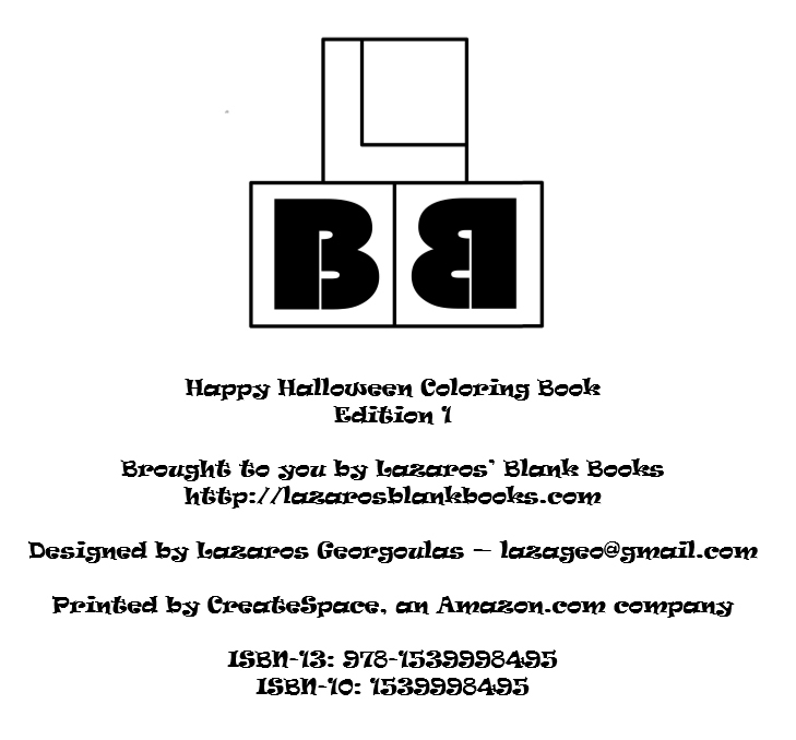Happy Halloween coloring book - interior - By Lazaros' Blank Books